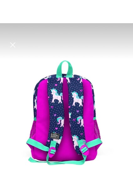 Lacivert Unicorn Desenli Okul Çanta Seti - Kız Çocuk