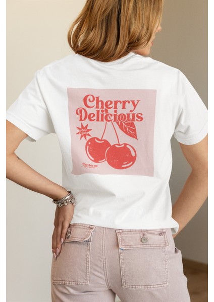 Zuno Kadın Comfort Fit Cherry Delicious Baskılı T-Shirt
