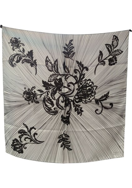 Siyah Beyaz Dantelli Kadife Tivil Ipek Eşarp - 1367 fiyatları