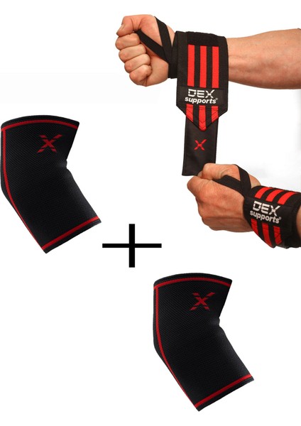 Fitness Bilek Bandajı, Wraps,wrist Wraps + Fitness Dirseklik, Antrenman Dirsekliği