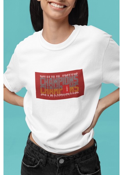 Zuno Kadın Comfort Fit Champıons Baskılı T-Shirt