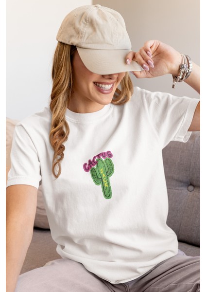 Zuno Kadın Comfort Fit Cactus Baskılı T-Shirt
