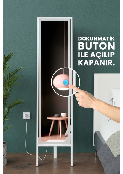 LED Işıklı Boy Aynası Lazer Kumlamalı 145X35 cm modelleri