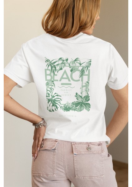 Zuno Kadın Comfort Fit Beach Baskılı T-Shirt
