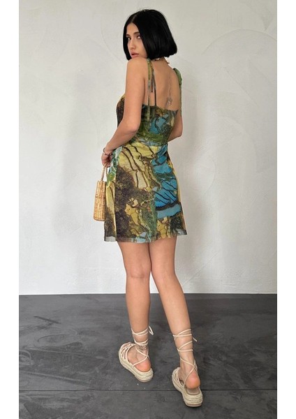 Desenli Askılı Bastik Elbise modelleri