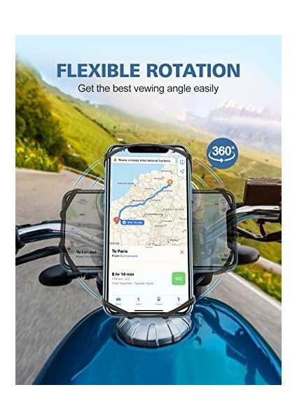 Bisiklet Telefon Montajı, [360°DÖNME Darbelere Dayanıklı] Bisiklet Telefon Tutacağı, Silikon Motosiklet Telefon Bağlantısı Iphone 16 ile Uyumlu, Daha Fazla 4,0 Inç Ila 6,7 Inç Cep Telefonu modelleri