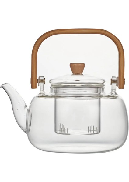 1000 ml Bambu Kapaklı Cam Demlik BOR062