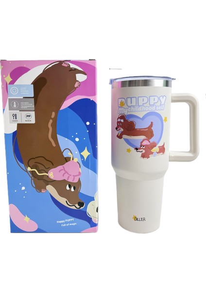 Dachshund Kupa 316 Paslanmaz Çelik Kupa Büyük Kapasiteli Yazlık Su Şişesi (Yurt Dışından)