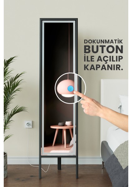 LED Işıklı Boy Aynası Lazer Kumlamalı 145X35 cm modelleri