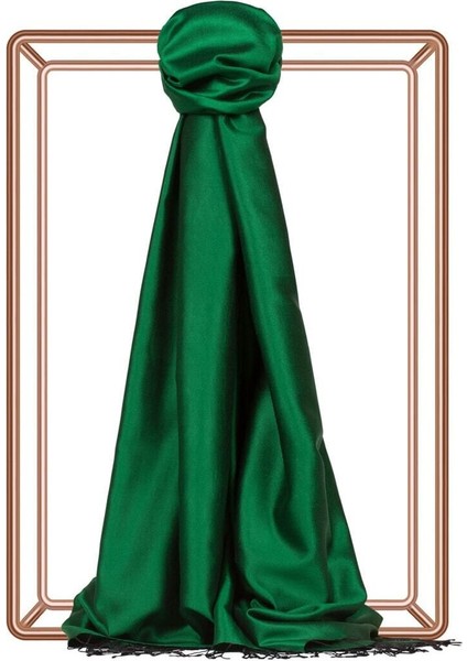 Ipekevi Çift Taraflı Düz Renk Ipek Şal 00927 | Zümrüt Yeşili