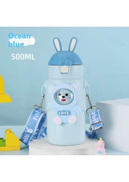 Karikatür Tavşan Kulakları Su Dağı 316 Paslanmaz Çelik Yalıtım Kabı Sevimli Yaratıcı Çift Içme Zıplayan Saman Dak (Yurt Dışından)