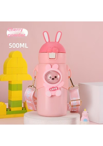 Karikatür Tavşan Kulakları Su Dağı 316 Paslanmaz Çelik Yalıtım Kabı Sevimli Yaratıcı Çift Içme Zıplayan Saman Dak (Yurt Dışından)