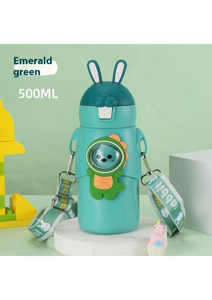 Karikatür Tavşan Kulakları Su Dağı 316 Paslanmaz Çelik Yalıtım Kabı Sevimli Yaratıcı Çift Içme Zıplayan Saman Dak (Yurt Dışından)