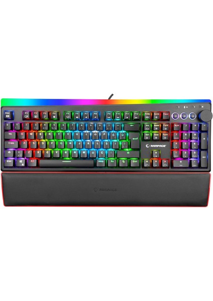 KB-R97 X-Tracer Siyah USB Rgb Aydınlatmalı Blue Switch Tam Türkçe Bilek Destekli Gaming Oyuncu Mekanik Klavye