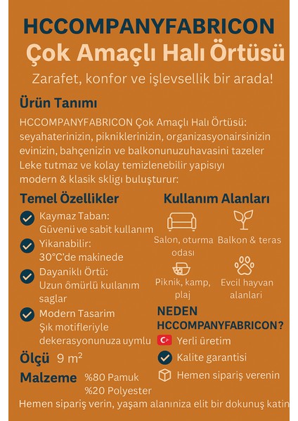 HCCOMPANYFABRİCON MODERN YILDIZ DESENLİ HALI ÖRTÜSÜ 9m² fırsatları