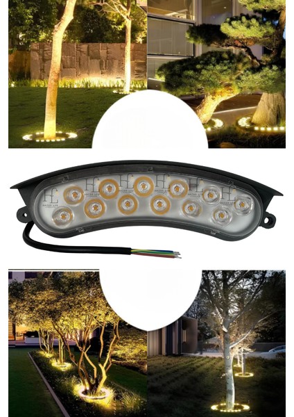 12 Watt Bahçe Armatürü LED Palmiye Ağaç ve Sütun Aydınlatma IP68 Dış Mekan Bahçe Aydınlatma Sarı (Amber)