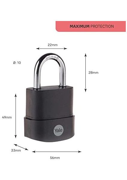 Y227B/55/126/1 - 55MM Protector Zor Hava Şartlarına Dayanıklı Asma Kilit - Maksimum Koruma - Boron Halka - Çift Kilitleme - 3 Anahtar fiyatları