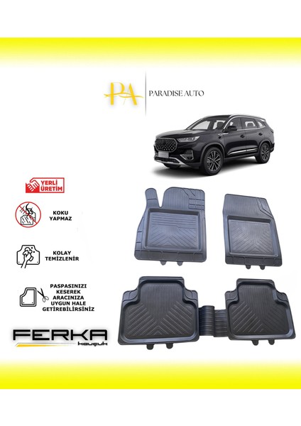 Chery Tiggo 8 Pro 2023 ve Üstü Uyarlanabilir Universal Havuzlu Paspas