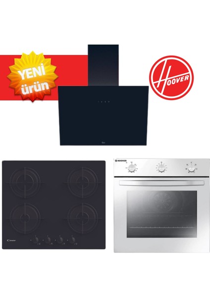 Livento Turbolu 6 Proğramlı Ankastre Set ( HON602W + Candy CVW6BB Siyah + HDG6C1GBTK Siyah )