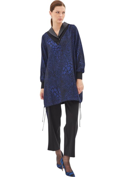 Yaka Tasarımlı Animal Print Sweatshırt KAY.VV-A23-99001