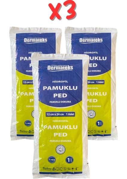 Hidrofil Pamuklu Ped 12 x 24 cm x 3 Paket