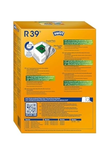 R 39 Ecopor, Rowenta, Moulinex Elektrikli Süpürgeler Için Toz Torbası modelleri