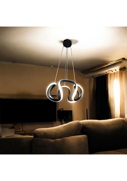 Samanyolu Siyah Ultra Süper Beyaz Ledli Sarkıtma Avize (30CM)