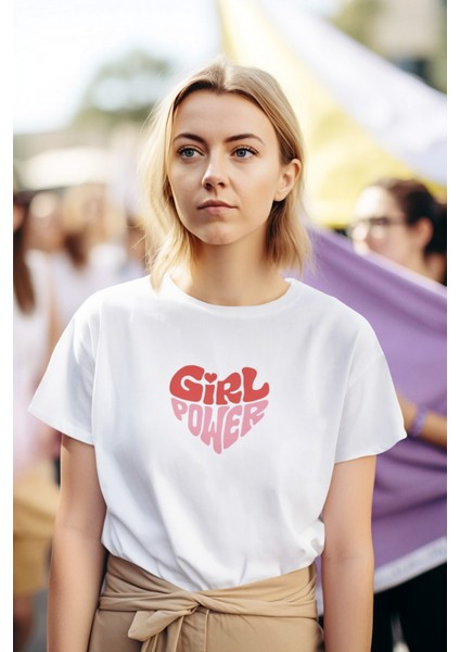 Zuno Kadın Comfort Fit Girl Power Baskılı T-Shirt