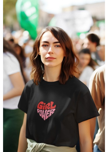 Zuno Kadın Comfort Fit Girl Power Baskılı T-Shirt