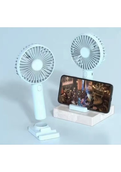 Taşınabilir Beyaz Mini Şarj Edilebilir El Fanı ve Ayarlanabilir Telefon Tutucu indirimleri