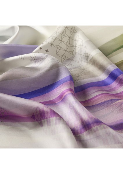 Buz Beyazı Mor Akşamüstü Tivil Ipek Eşarp fiyatları