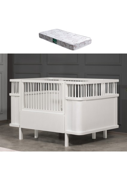 Mdf Beşik, Trend Büyüyen Beşik - Beyaz 1 Adet Comfort Yatak 90X130