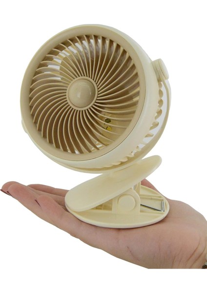 Taşınabilir Mini USB Fan, 3 Kademeli, Kıskaçlı, Soğutucu, 14CM, Şarjlı, Hafif, Kullanışlı