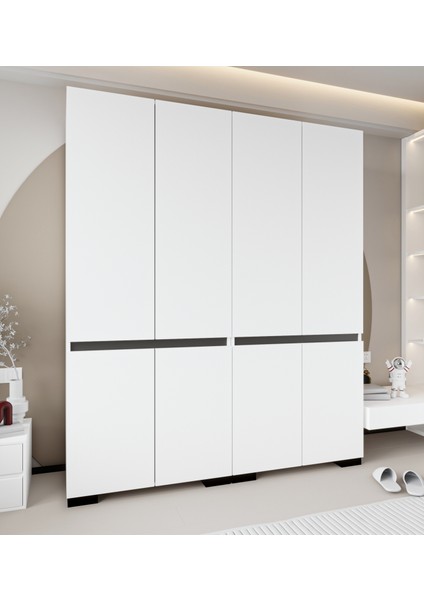 Floransa 8 Kapılı FLR8-A2AR Beyaz- Antrasit Gardırop modelleri
