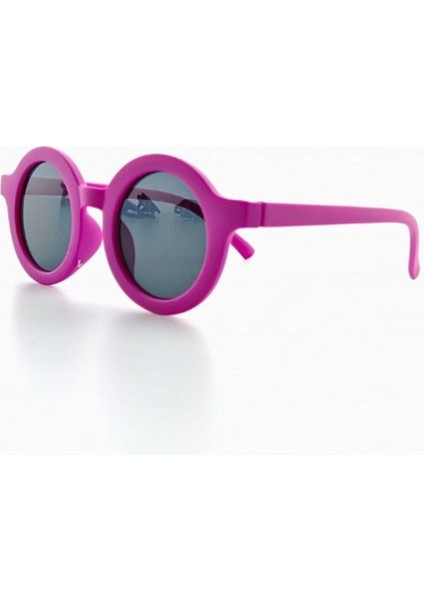 Yazın En Eğlenceli Aksesuarı Yaz Kombini Fuşya Yuvarlak Çerçeve Kız Çocuk Güneş Gözlüğü UV400 Koruma fırsatları