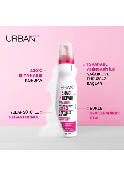 Shake N Repair 7/24 Kabaran ve Bukleli Saçlara Özel Saç Bakım Köpüğü 150 ml modelleri