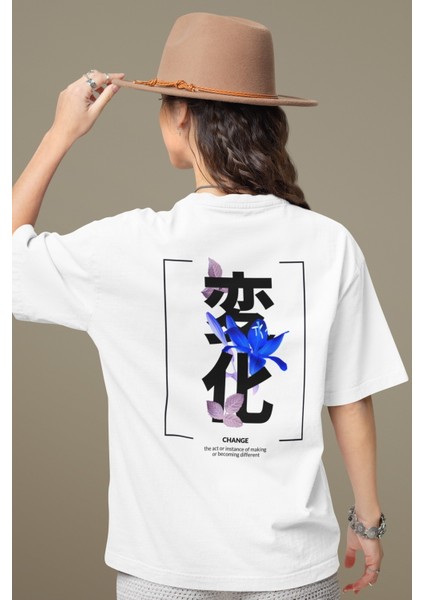 Zuno Kadın Comfort Fit Change Baskılı T-Shirt