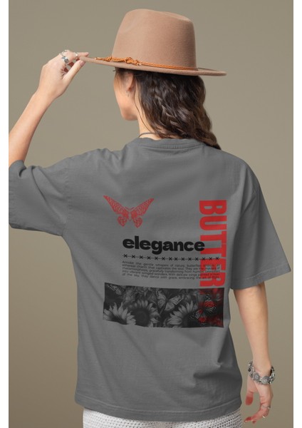Zuno Kadın Comfort Fit Butterfly Baskılı T-Shirt