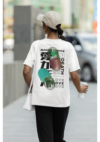 Zuno Kadın Comfort Fit Love Or Death Baskılı T-Shirt