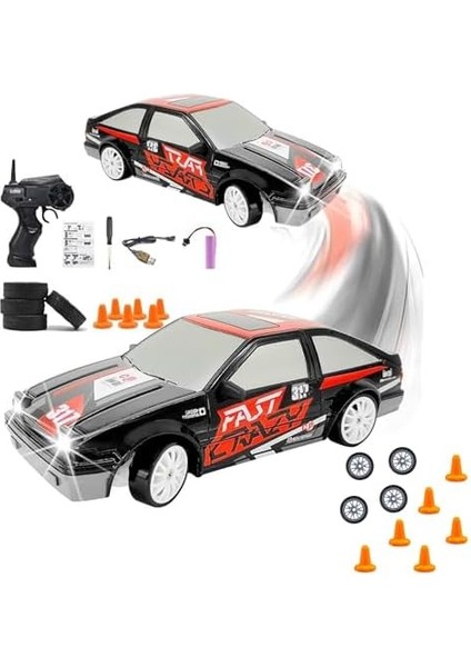 Ölçek Oyuncak 4x4 Uzaktan Kumandalı 20 Km/h Hız Drift Için Üretilmiş Şarjlı Araba Rc Yarış Arabası Full Fonksiyon Parkur Dubaları ve Drift Tekerleri 500 Mah Batarya (Klasik Siyah) modelleri