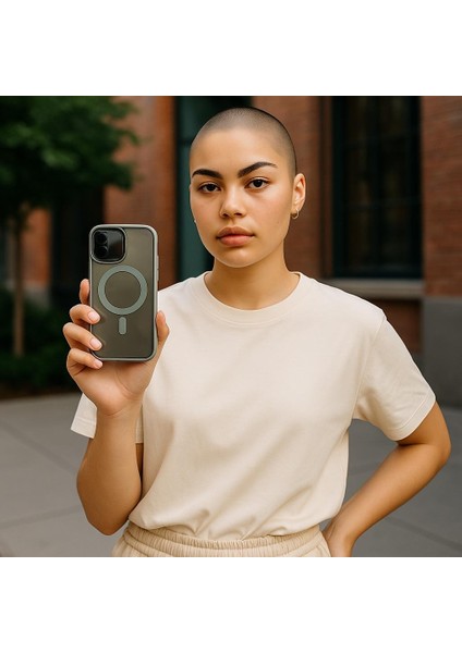 Iphone 15 Uyumlu Kılıf Magsafe ve Şeffaf Lens Koruyuculu