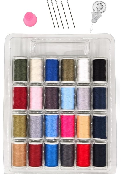 Store Dikiş Nakış Kiti, 24 Adet Dikiş Ipi Seti, 5 Adet Dikiş Iğnesi, Ip Geçirici, Yüksük, Iplik Seti (Set-1)