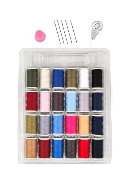Store Dikiş Nakış Kiti, 24 Adet Dikiş Ipi Seti, 5 Adet Dikiş Iğnesi, Ip Geçirici, Yüksük, Iplik Seti (Set-1)