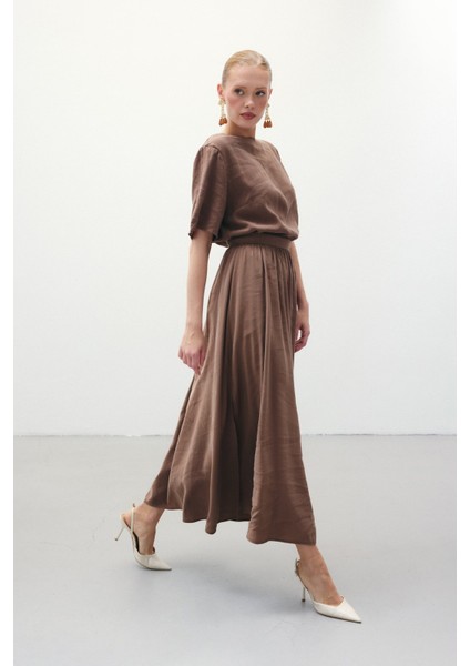 Yırtmaçlı Uzun Etek - Kahve fiyatları