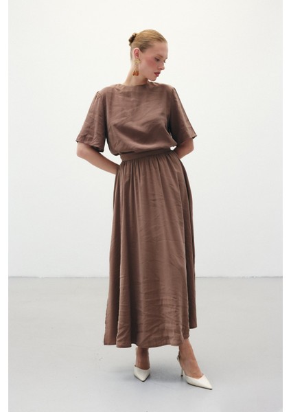 Yırtmaçlı Uzun Etek - Kahve fırsatları