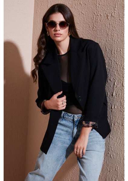 Regular Fit Mono Yaka Desenli Astar Detaylı Blazer Ceket Bayan Ceket 6524430 fiyatları
