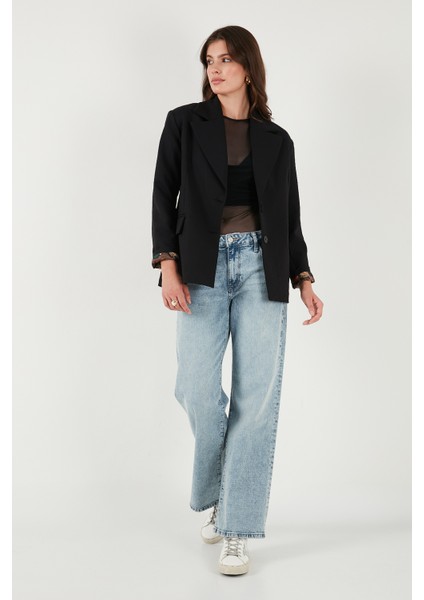 Regular Fit Mono Yaka Desenli Astar Detaylı Blazer Ceket Bayan Ceket 6524430 modelleri