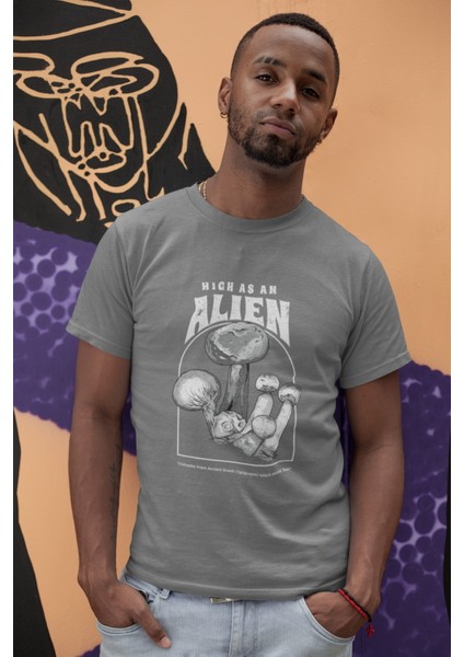 Zuno Erkek Slimfit High As An Alien Baskılı T-Shirt