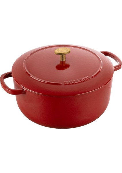 Bellamonte Fırın Tenceresi, Kızartma Tenceresi, Dutch Oven, Emaye Dökme Demir, Yuvarlak, 24 Cm, 4,0 L, Kırmızı