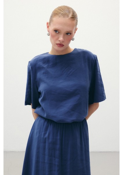 Kısa Kollu Salaş Bluz - Indigo modelleri